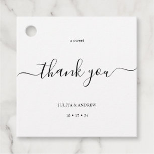 Minimalistic black and white script wedding  favour tags