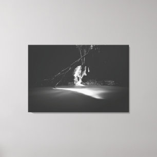 Minimalistic black and white waterfall canvas print