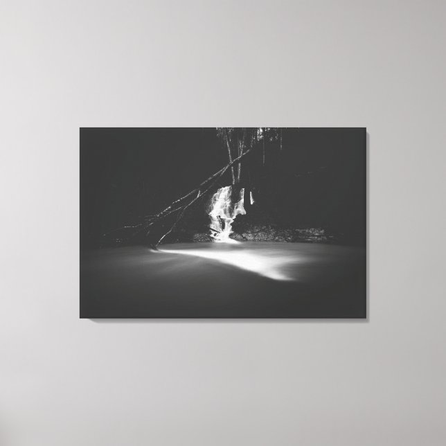 Minimalistic black and white waterfall canvas print (Front)
