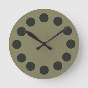 Minimalistic Black Dots on Custom Color Round Clock