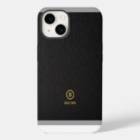 Minimalistic Black Leather Text Custom Monogram