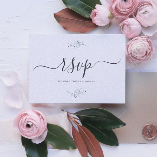 Minimalistic Black On Plush White Paisley RSVP  Invitation (Creator Uploaded)