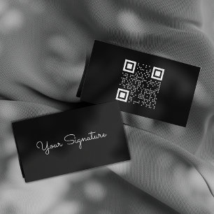 Minimalistic Black Signature QR Code Business Card