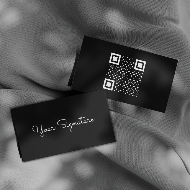 Minimalistic Black Signature QR Code Business Card (Creator Uploaded)