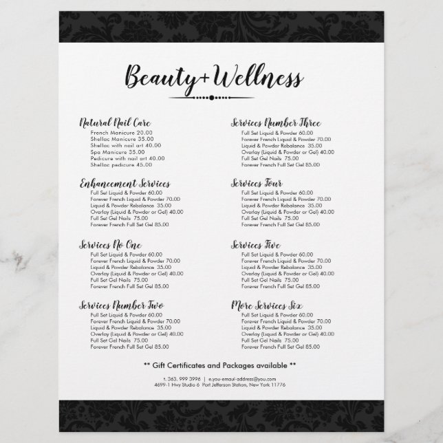 Minimalistic Black Vintage Damask Pattern Flyer (Front)