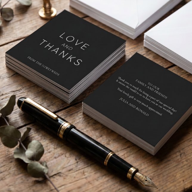 Minimalistic Black Wedding Thank You Square Card (Creator Uploaded)