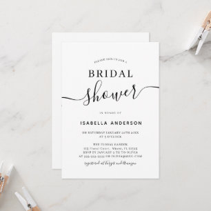 Minimalistic Black, White Bridal Shower Invitation