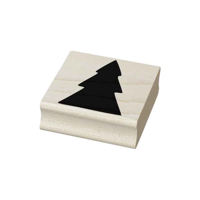 Minimalistic Black & White Christmas Tree Pattern Rubber Stamp (Stamp)