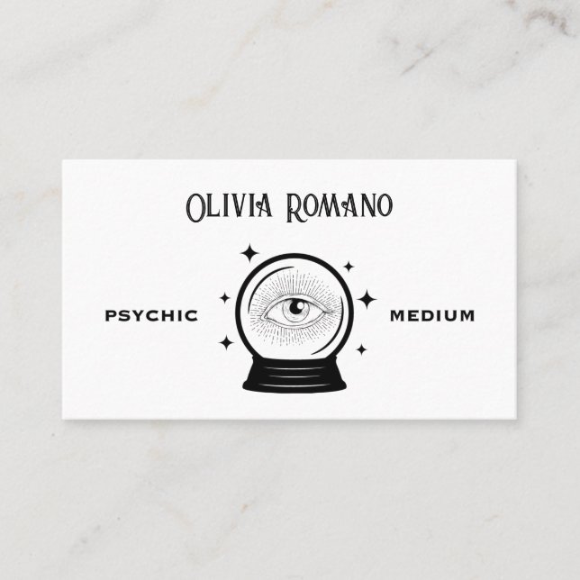 Minimalistic Black White Mystical Psychic Medium  Business Card (Front)