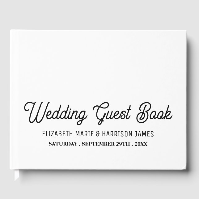 Minimalistic - Black & White - Wedding Guest Book (Front)