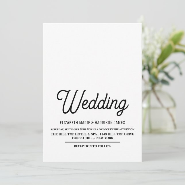 Minimalistic - Black & White - Wedding Invitation (Standing Front)