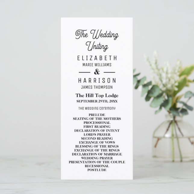Minimalistic - Black & White - Wedding Programme (Standing Front)