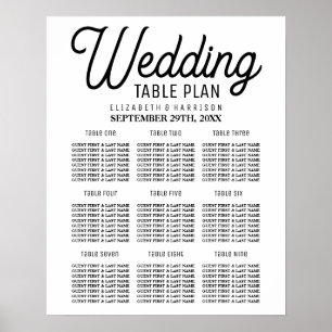 Minimalistic Black & White Wedding Seating Chart