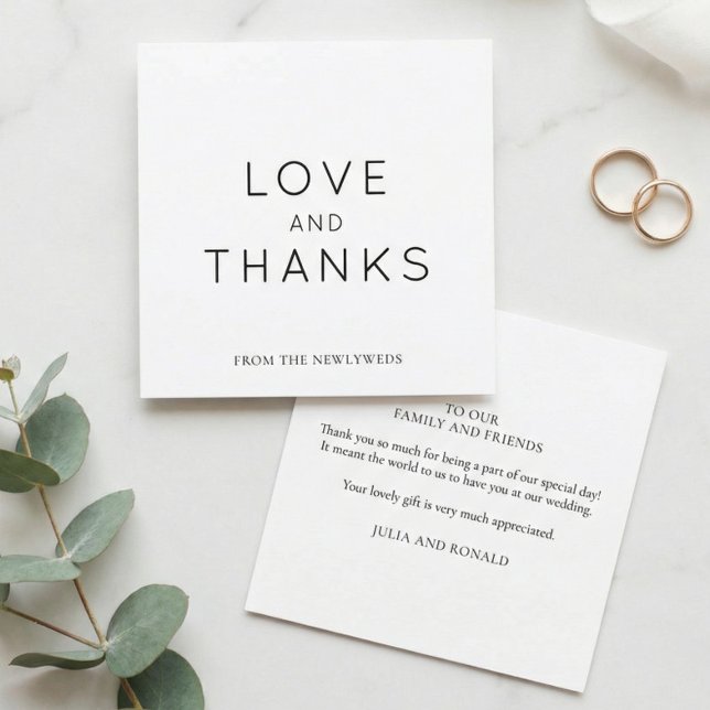 Minimalistic Black White Wedding Thank You Square Card (Creator Uploaded)