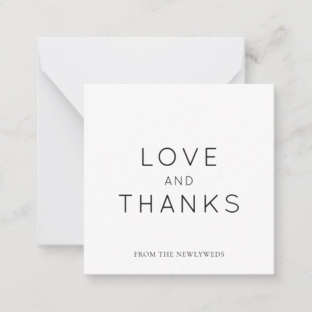 Minimalistic Black White Wedding Thank You Square Card (Front)