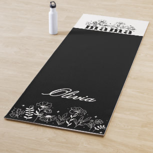 Minimalistic Black & White Wildflower Mama Custom Yoga Mat