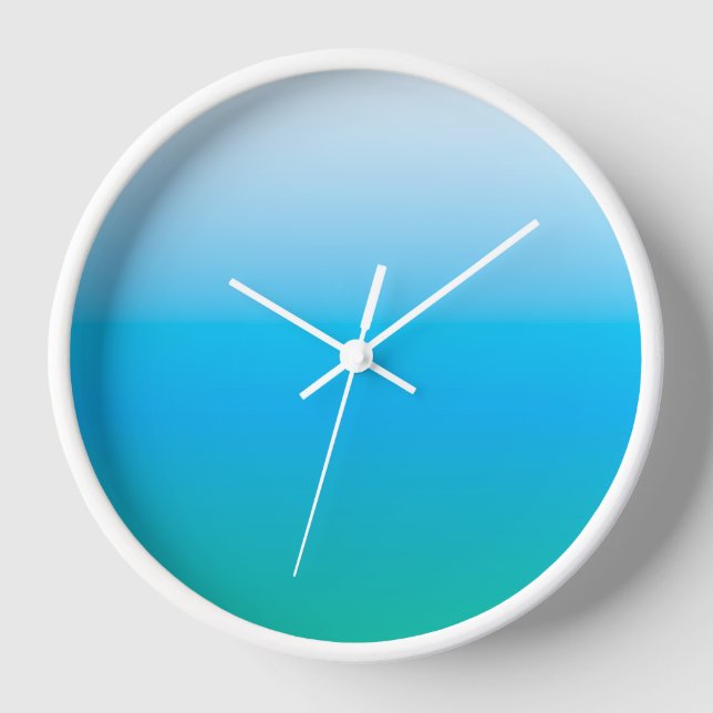 Minimalistic blue green gradient  round clock (Front)