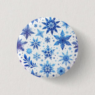 Minimalistic blue Snowflake magnet 3 Cm Round Badge