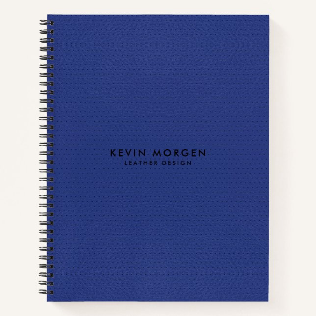Minimalistic Blue Vintage Faux Leather Notebook (Front)