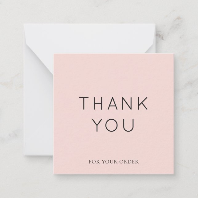 Minimalistic Blush Small Business Thank You Card (Front)