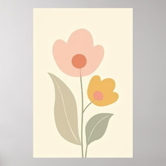 Minimalistic Boho Abstract Floral Art Poster
