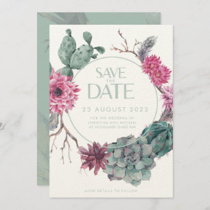 Minimalistic Boho Cactus Desert Wedding Invitation