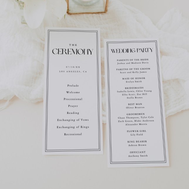 Minimalistic Bold Black & White Wedding Ceremony Programme (Creator Uploaded)