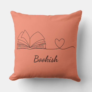 Minimalistic Book Lover Line Art Cushion