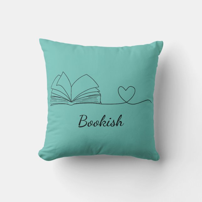 Minimalistic Book Lover Line Art Cushion (Front)