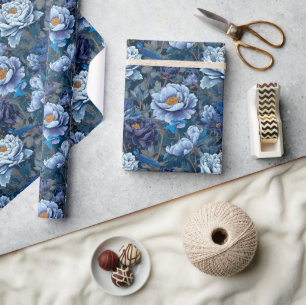 Minimalistic Botanical Peonies Print Wrapping Paper