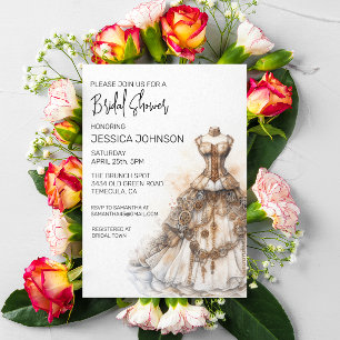 Minimalistic Bridal Shower Steampunk Modern Invitation