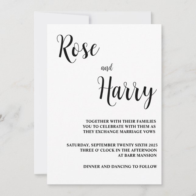 Minimalistic casual wedding invitation (Front)
