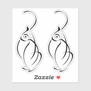 Minimalistic cat tattoo. 2 white edged stickers