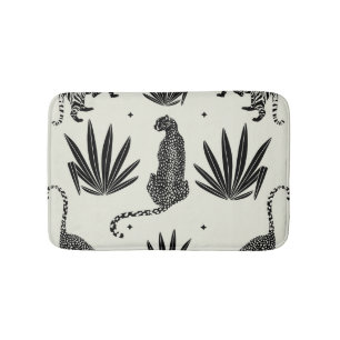 Minimalistic Cheetah Illustration Vintage Bath Mat