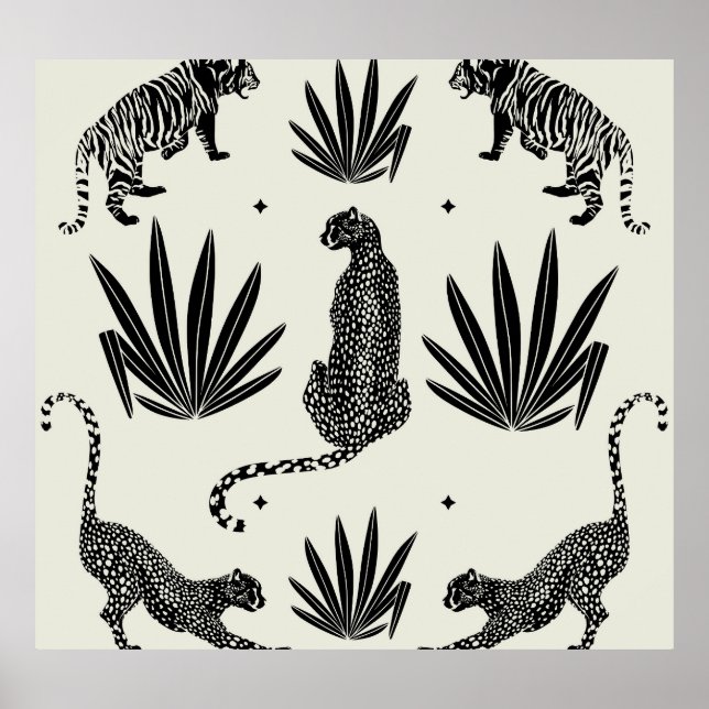 Minimalistic Cheetah Illustration Vintage Poster (Front)