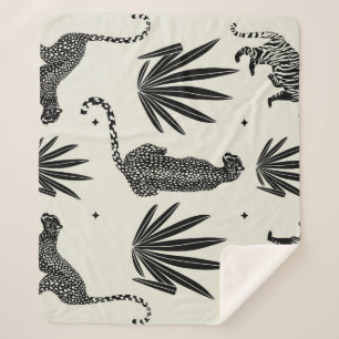 Minimalistic Cheetah Illustration Vintage Sherpa Blanket