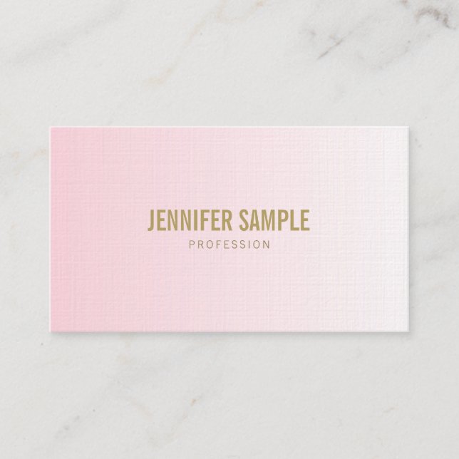 Minimalistic Chic Design Pink Gold Luxury Trendy Business Card (Front)