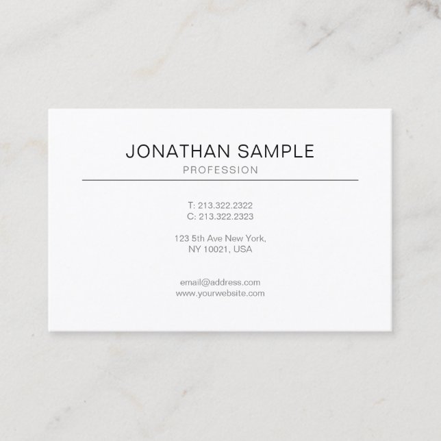 Minimalistic Chic Modern Plain Professional Design Business Card (Front)