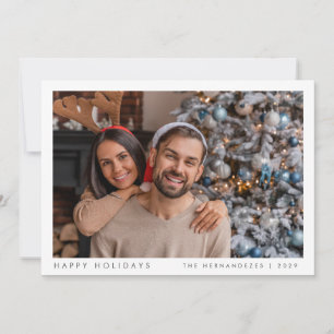 Minimalistic Christmas Modern Family Photo Green Holiday Card