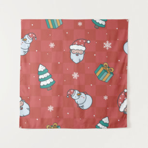Minimalistic christmas red pattern tapestry