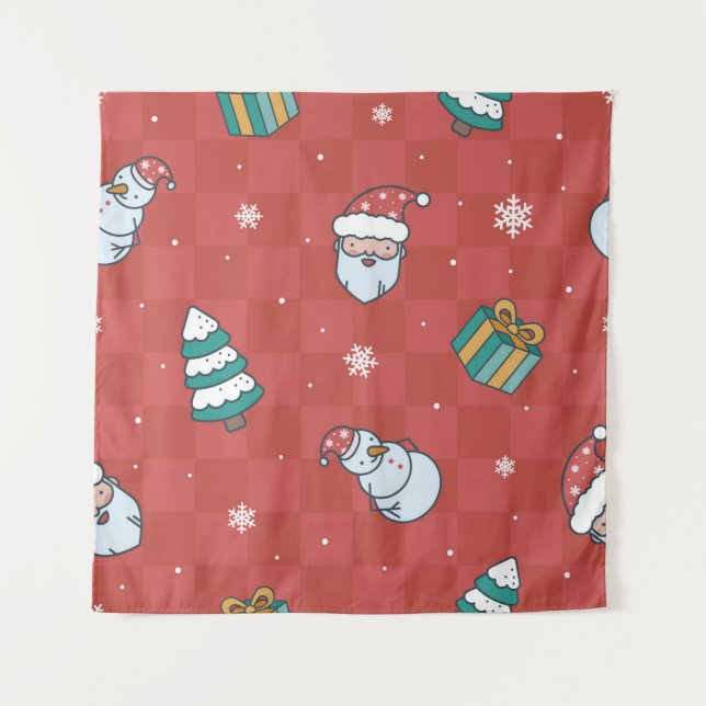 Minimalistic christmas red pattern tapestry (Front)