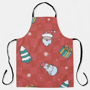 Minimalistic Christmas: Red Seamless Design. Apron