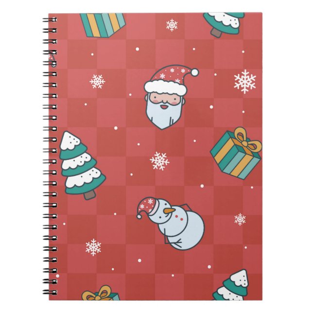 Minimalistic Christmas: Red Seamless Design. Notebook (Front)
