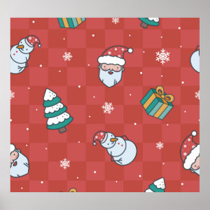 Minimalistic Christmas: Red Seamless Design. Poster