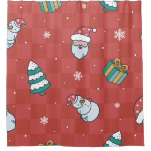 Minimalistic Christmas: Red Seamless Design. Shower Curtain