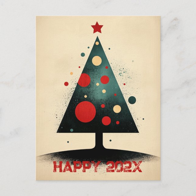 Minimalistic Christmas Tree Holiday Postcard (Front)