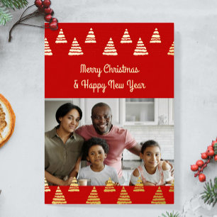 Minimalistic Christmas trees Photo Foil Holiday Card