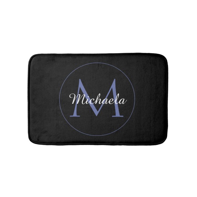 Minimalistic circle modern monogram initial name bath mat (Front)