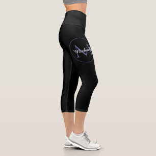 Minimalistic circle modern monogram initial name capri leggings
