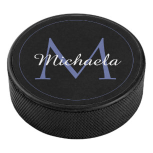 Minimalistic circle modern monogram initial name hockey puck
